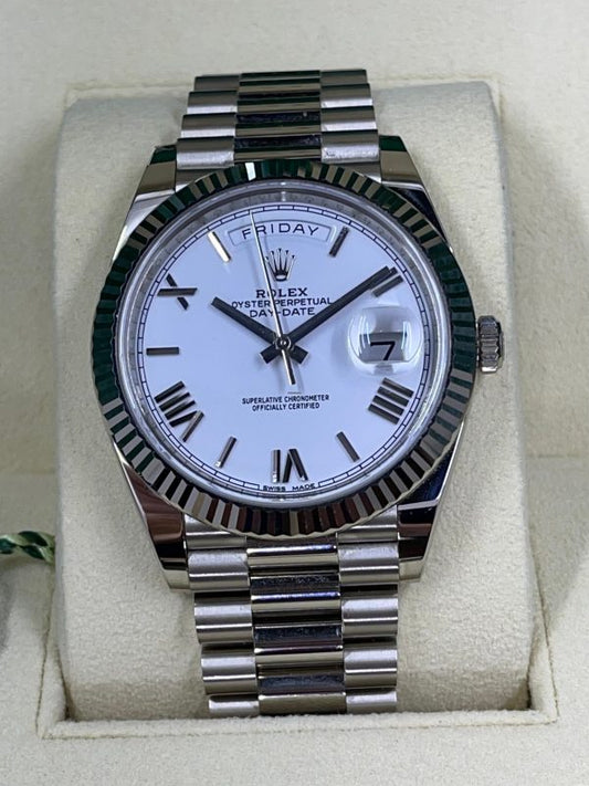RLX Day-Date 40MM Or Blanc Et Cadran Blanc President Ceinture