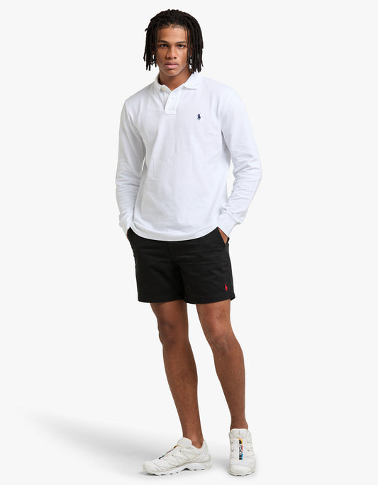 Custom Slim Fit Mesh L/S Polo Shirt - White