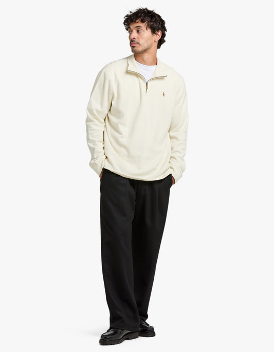 Estate Rib Quarter Zip Pullover - Parchment Cream