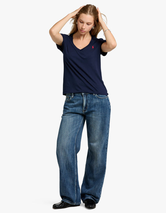 V Neck Short Sleeve T-Shirt - Cruise Navy