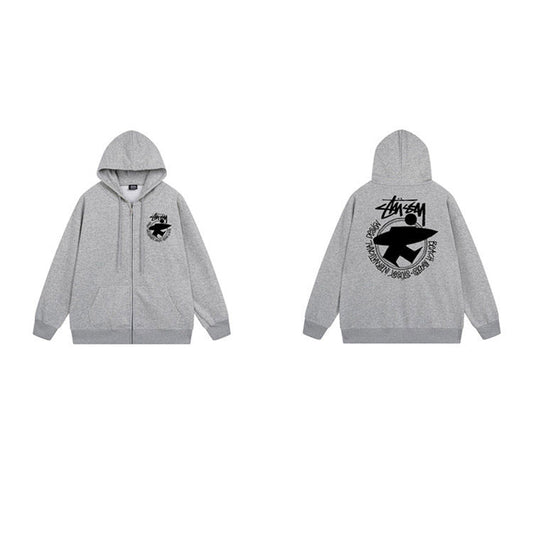 Stussy Hoodie Zip-Up Cardigan Fleece Hooded Sweater