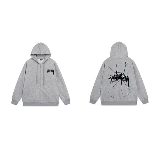 Stussy Hoodie Zip-Up Cardigan Fleece Hooded Sweater