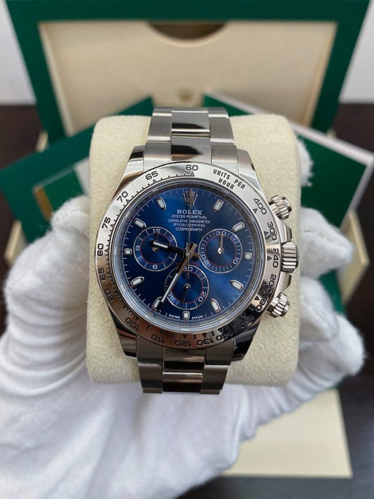 RLX Daytona White Gold De Cadran Blue