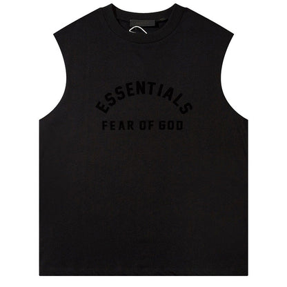 Fear Of God Flocked letter crew neck Sleeveless T-Shirts