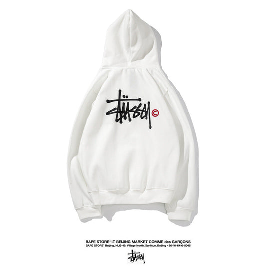 Stussy Hoodie Embroidered Fleece Fashion Hooded Sweater