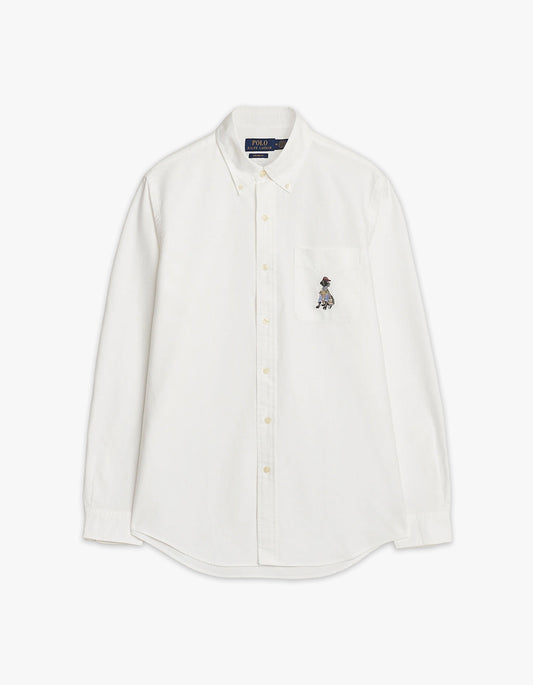 Custom Fit Labrador Embroidered Oxford Shirt - 7017C BSR White Black Lab