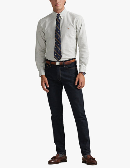 Custom Fit Striped Oxford Shirt - 6636J Shamrock/White