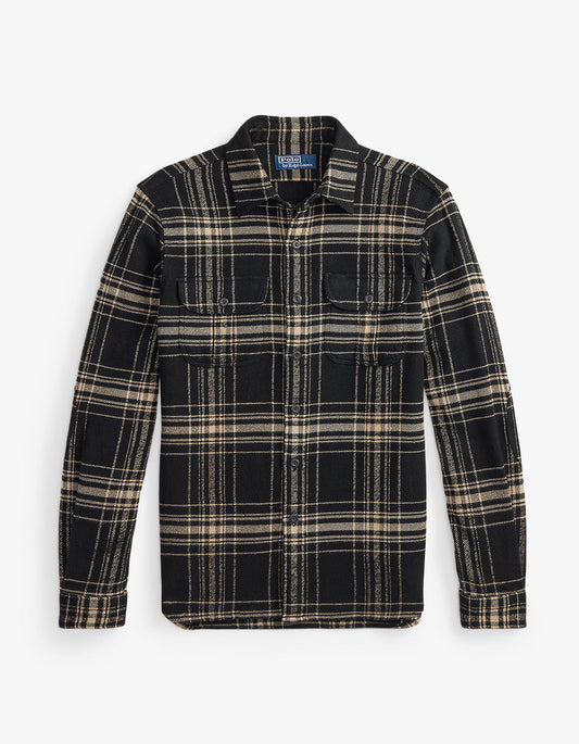 Classic Fit Plaid Flannel Workshirt - 7000 Black Cream