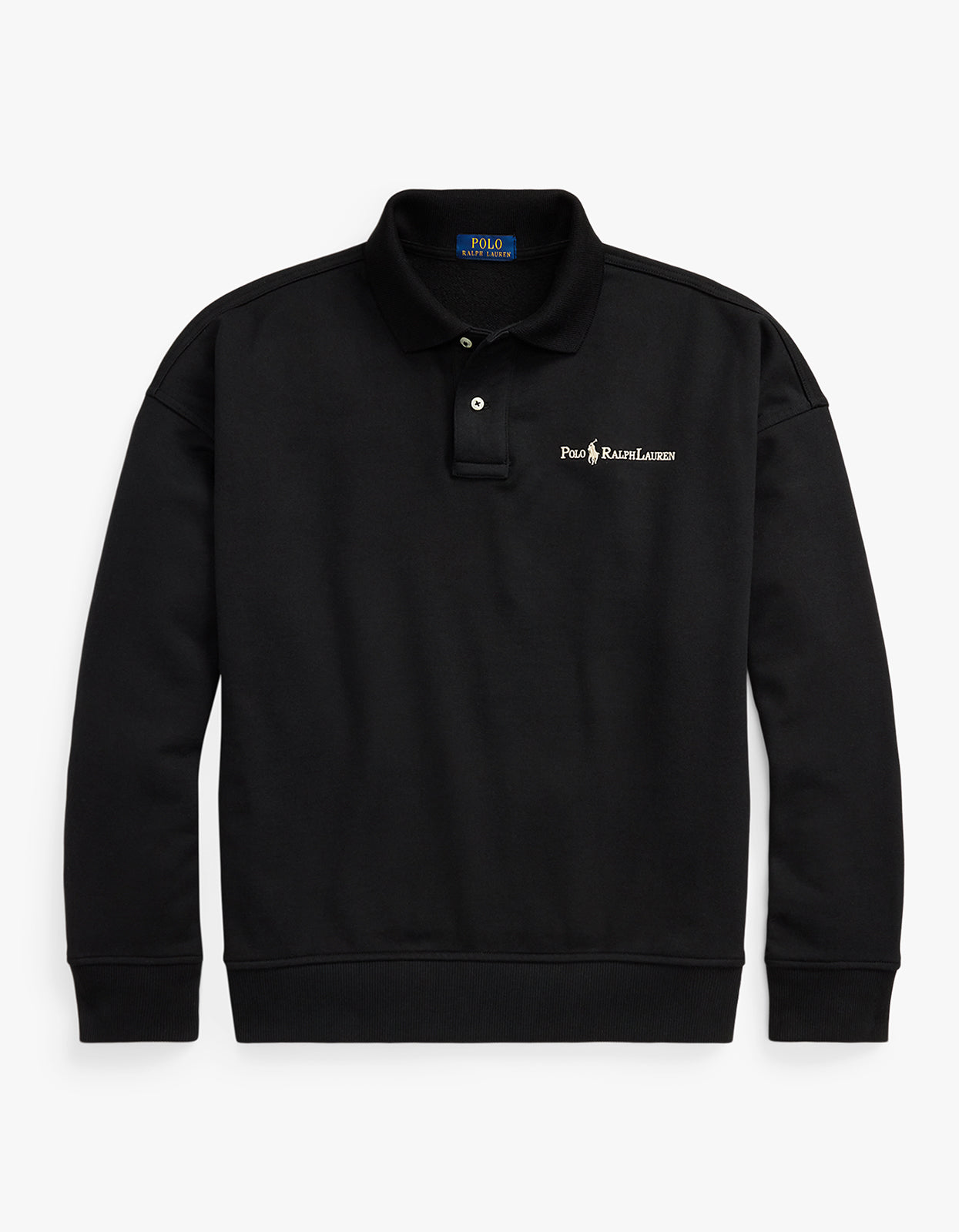 Relaxed Fit Logo Collared Sweatshirt - Polo Black