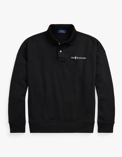Relaxed Fit Logo Collared Sweatshirt - Polo Black