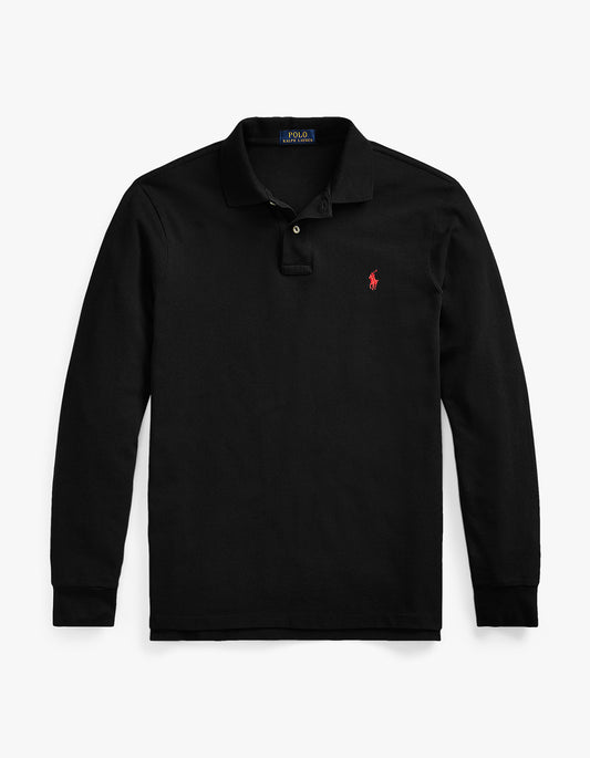 Custom Slim Fit Mesh L/S Polo Shirt - Polo Black/C3870