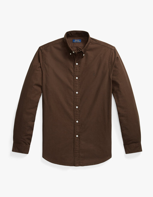 Custom Fit Garment Dyed Oxford Shirt - Nutmeg Brown