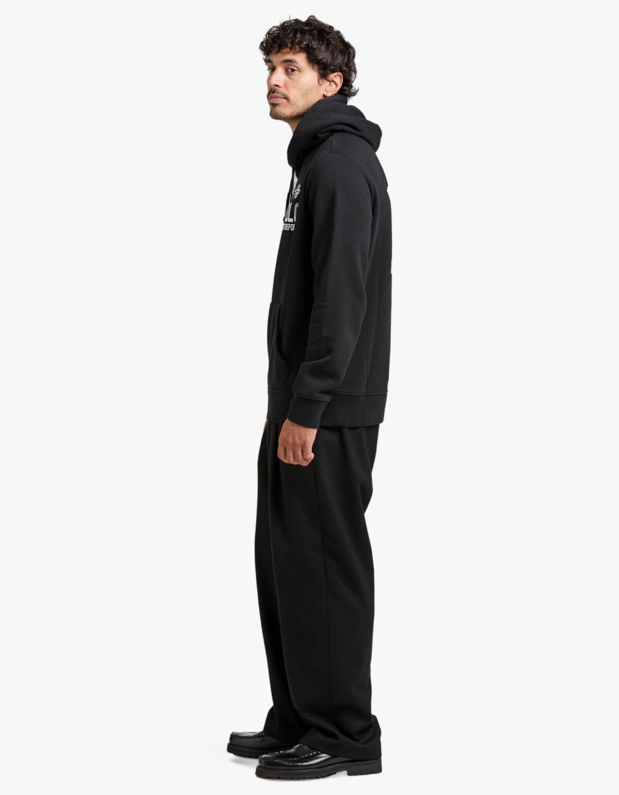 Slub Fleece Graphic Hoodie - Polo Black
