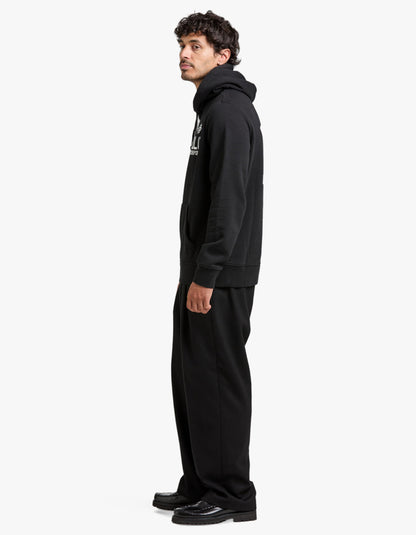 Slub Fleece Graphic Hoodie - Polo Black