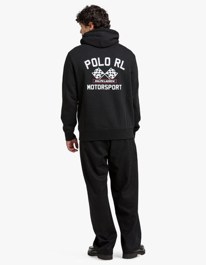Slub Fleece Graphic Hoodie - Polo Black