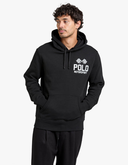 Slub Fleece Graphic Hoodie - Polo Black