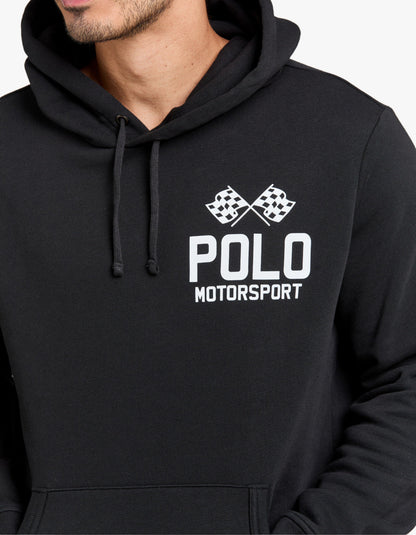 Slub Fleece Graphic Hoodie - Polo Black