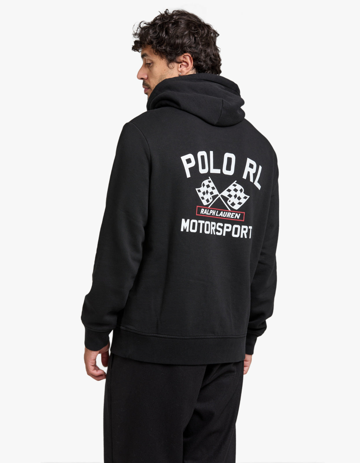 Slub Fleece Graphic Hoodie - Polo Black