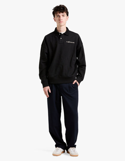 Relaxed Fit Logo Collared Sweatshirt - Polo Black