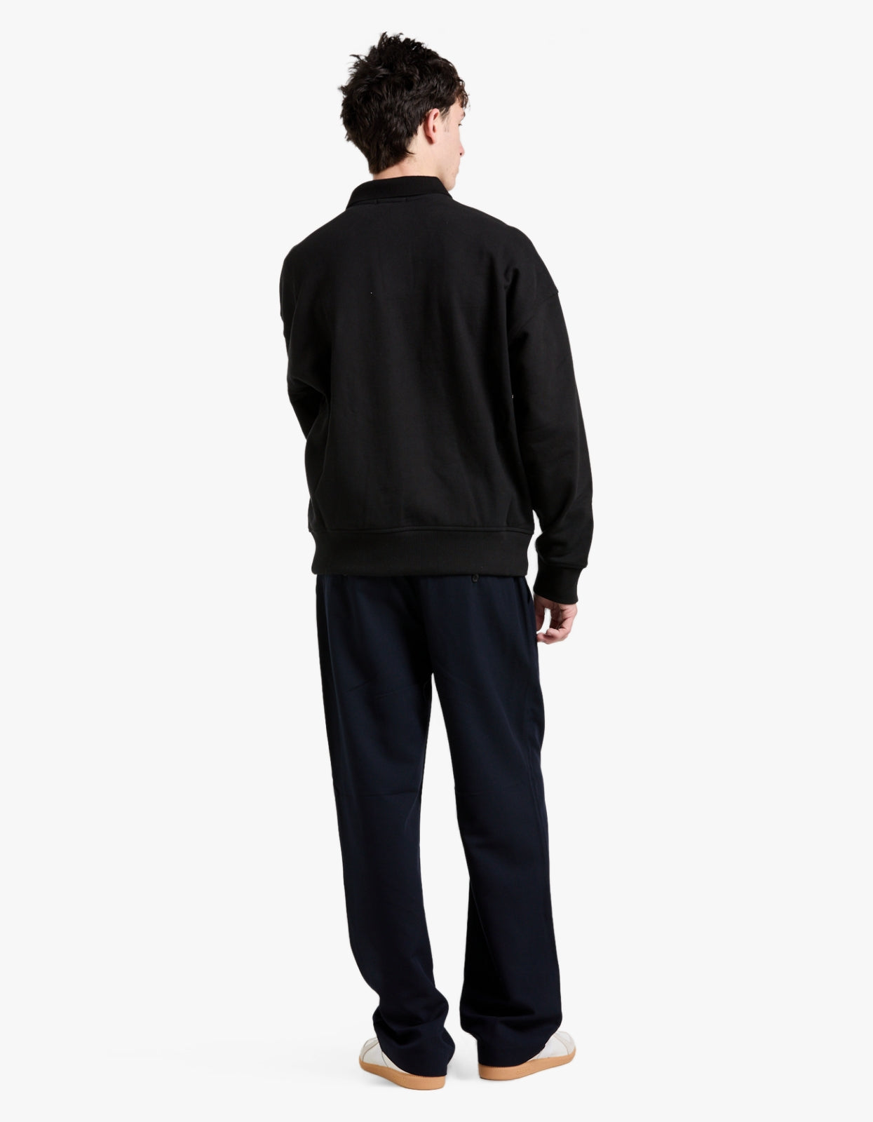Relaxed Fit Logo Collared Sweatshirt - Polo Black