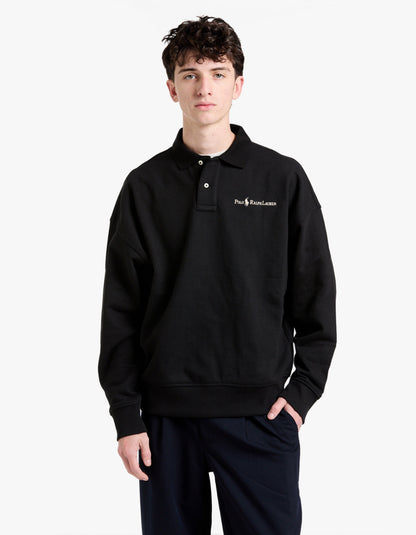 Relaxed Fit Logo Collared Sweatshirt - Polo Black