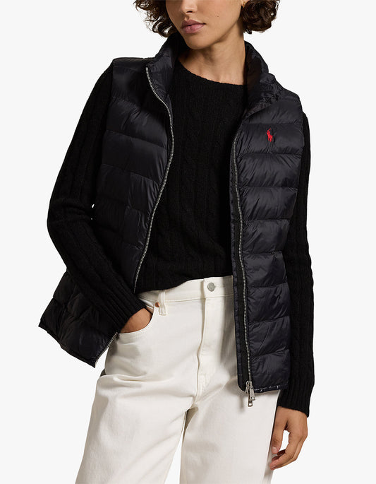 Water Repellent Quilted Packable Vest - Polo Black
