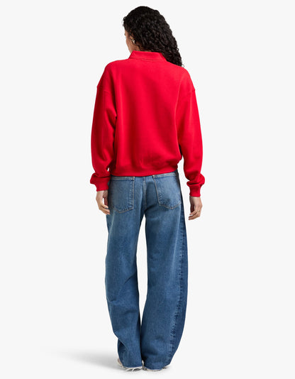 Polo Collar Fleece Pullover - Red