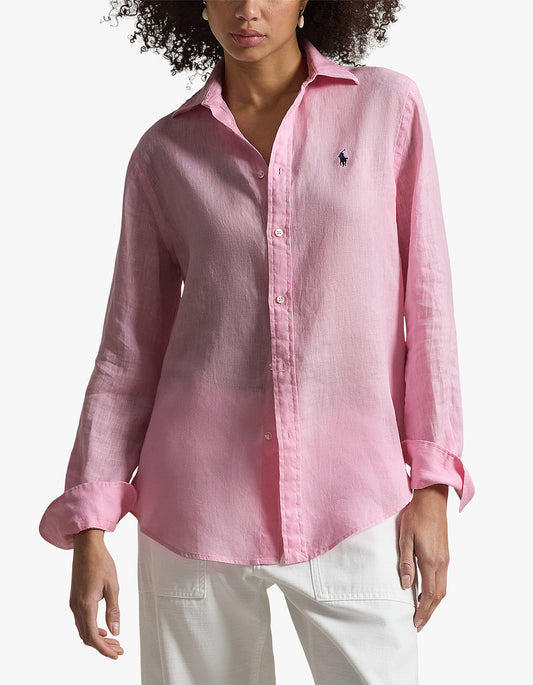 Classic Fit Linen Shirt - Carmel Pink