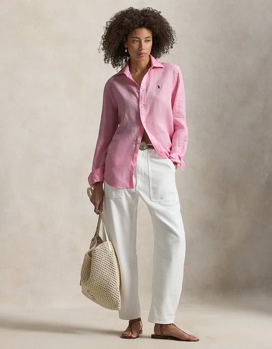 Classic Fit Linen Shirt - Carmel Pink