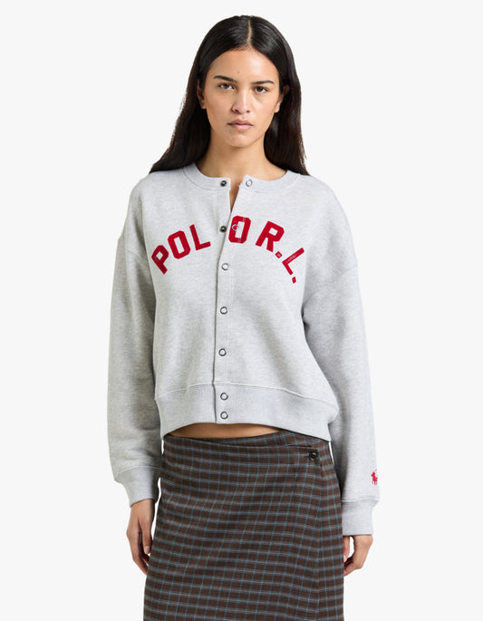Logo Fleece Cardigan - Light Smoke Heather