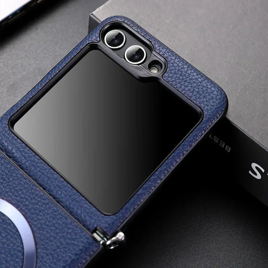 Samsung Z Flip Leather Wireless Charging Case