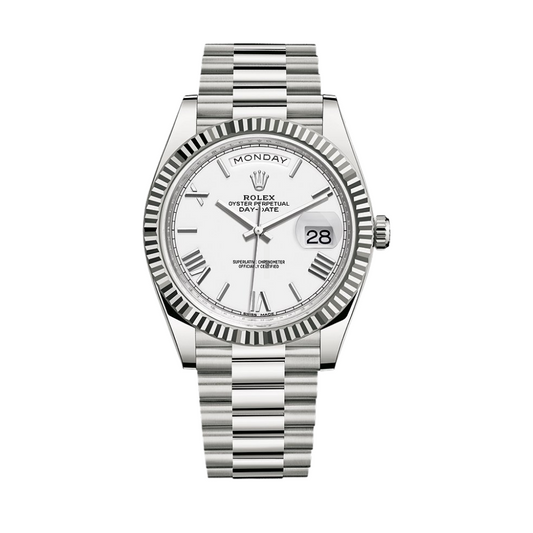 RLX Day-Date 40MM Or Blanc Et Cadran Blanc President Ceinture