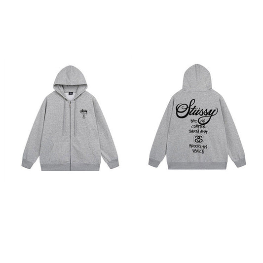 Stussy Hoodie Zip-Up Cardigan Fleece Hooded Sweater