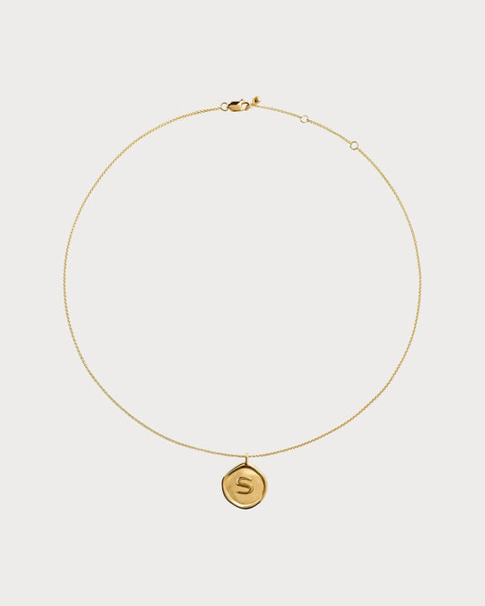 MONICA VINADER Initial S Stamp 18ct Yellow Gold Vermeil Necklace(Gold)