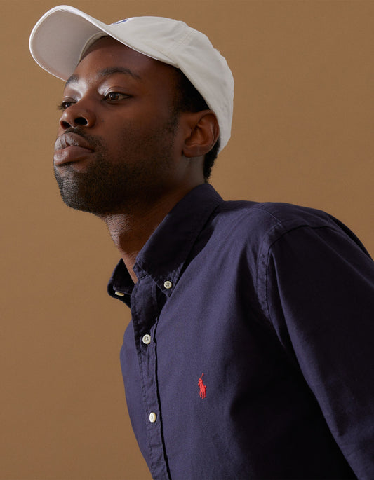 Cotton Chino Ball Cap - White/Marlin Blue